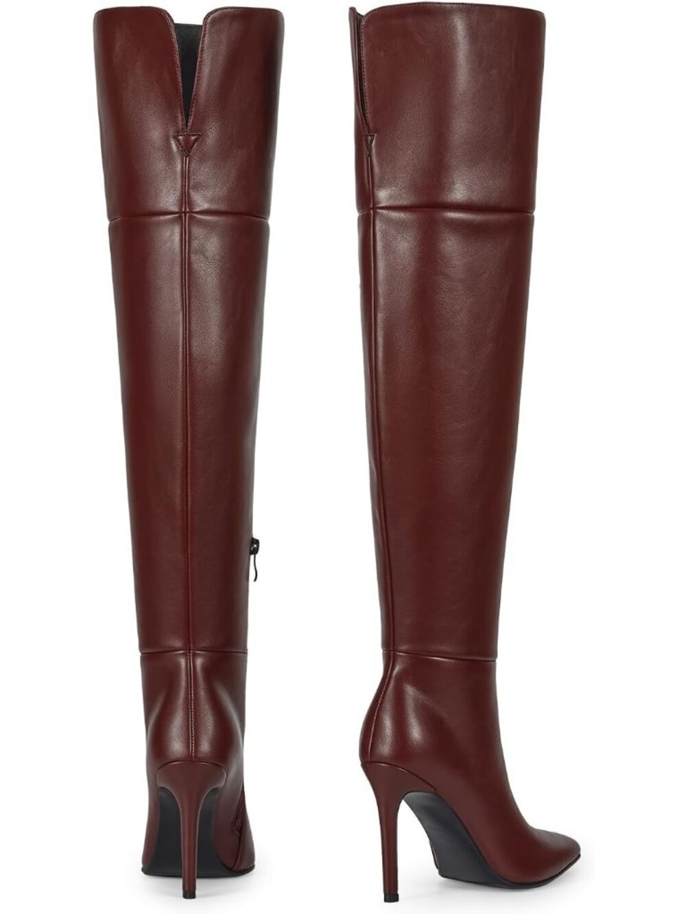 Women's Burgundy High Heel Over the Knee Boots Comfortable Fashion Stiletto Heel - Picture 5 of 6
